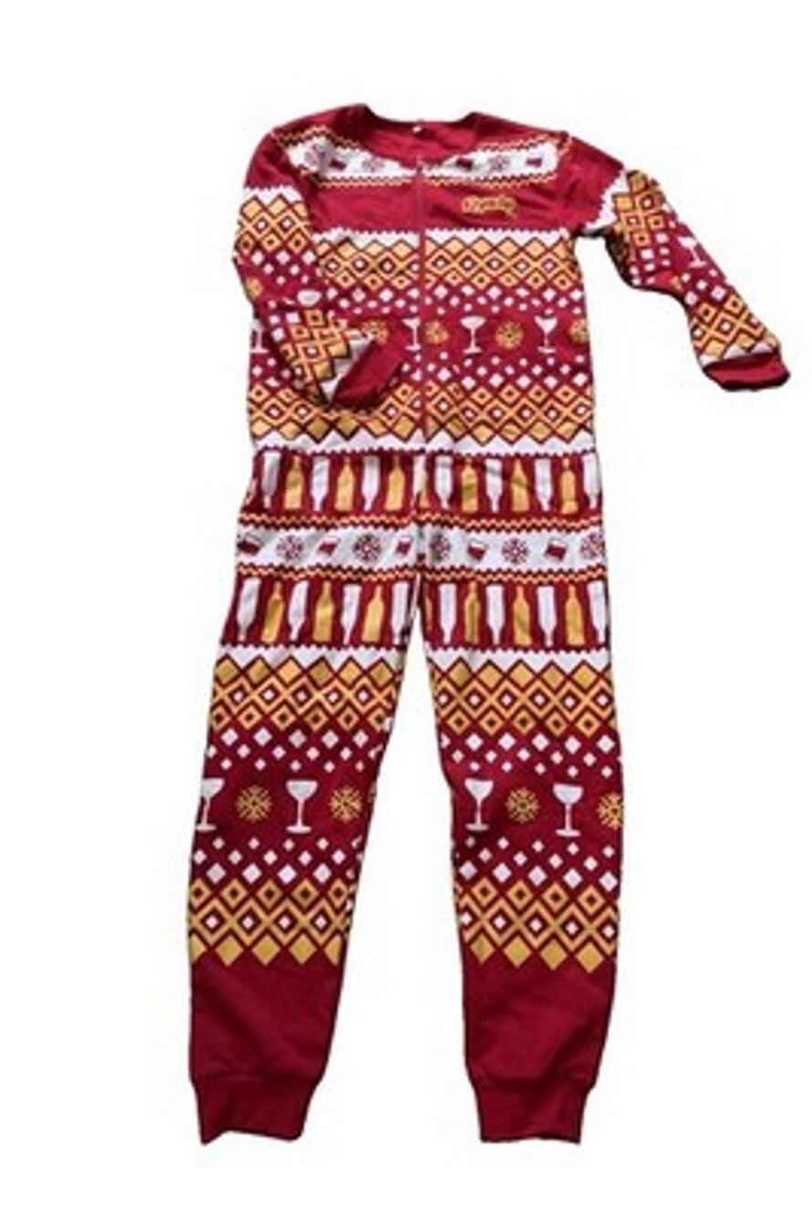 Kahlua Liqueur Holiday Christmas Pajama One Piece Suit Red Fair Isle NWOT XL